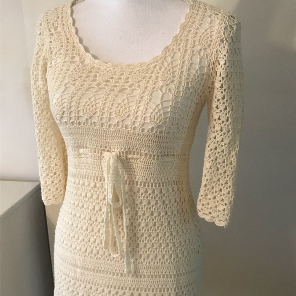 Cream colored crochet dress